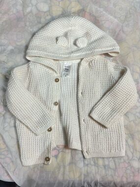 Carter's Cream Knit Hooded Cardigan Button Up Cardigan